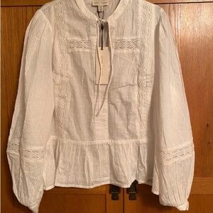 Loewe Ivory Lace-Trim Blouse